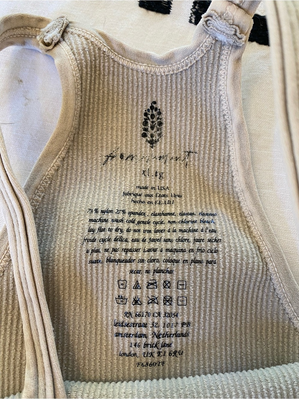 Free People Cream Ribbed Cropped Racerback Tank - Picture 3 of 5